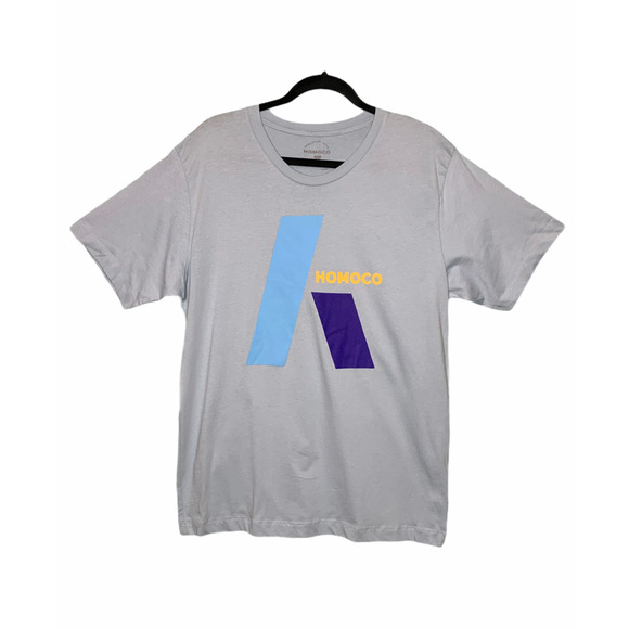 Homoco Light Blue Crew Neck Short Sleeves Graphic T-Shirt Size Large - Picture 1 of 7